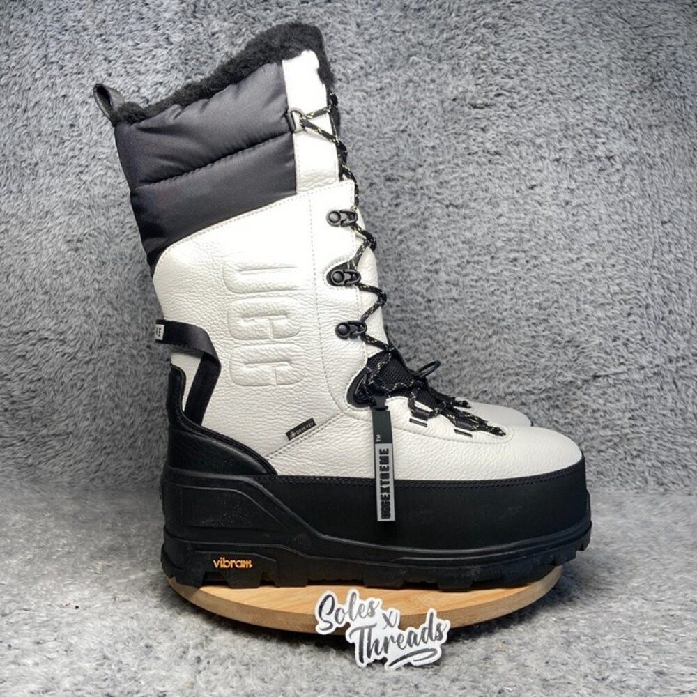 UGG Shasta TALL Gore-TEX Leather Boot Size 9 Men = 10 Women White Black 1151850